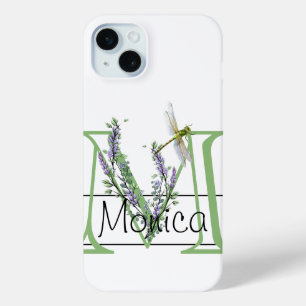 Coque Case-Mate iPhone Alphabet lettre M, aquarelle Lavender Dragonfly