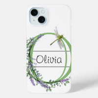 Alphabet lettre O, aquarelle Lavender Dragonfly