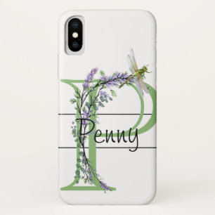 Case-Mate iPhone Case Alphabet lettre P, aquarelle Lavender Dragonfly