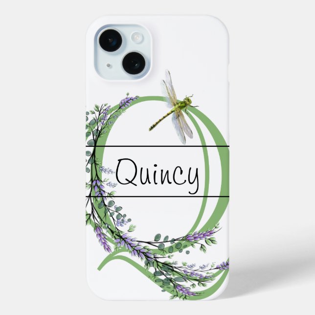 Coques Case-Mate iPhone Alphabet lettre Q, aquarelle Lavender Dragonfly (Verso)