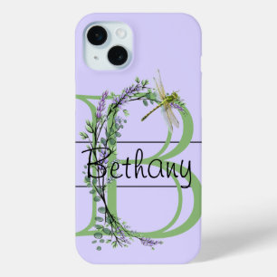 Coque Case-Mate iPhone alphabet monogramme B Lavender Eucalyptus Dragonfl