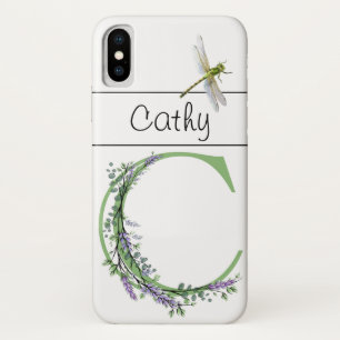 Case-Mate iPhone Case alphabet monogramme C Lavender Eucalyptus Dragonfl