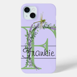 Coque Case-Mate iPhone alphabet monogramme F Lavender Eucalyptus Dragonfl