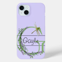 alphabet monogramme G Lavender Eucalyptus Dragonfl