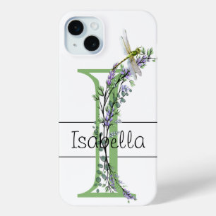 Coque Case-Mate iPhone alphabet monogramme I Lavender Eucalyptus Dragonfl