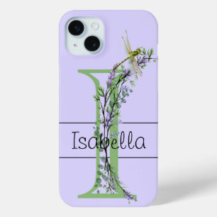 Coque Case-Mate iPhone alphabet monogramme I Lavender Eucalyptus Dragonfl