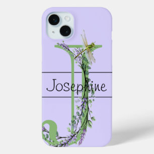 Coque Case-Mate iPhone alphabet monogramme J Lavender Eucalyptus Dragonfl