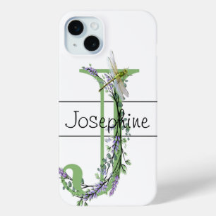 Coque Case-Mate iPhone alphabet monogramme J Lavender Eucalyptus Dragonfl