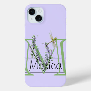 Coque Case-Mate iPhone alphabet monogramme M Lavender Eucalyptus Dragonfl