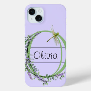 Coque Case-Mate iPhone alphabet monogramme O Lavender Eucalyptus Dragonfl