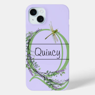 Coque Case-Mate iPhone alphabet monogramme Q Lavender Eucalyptus Dragonfl