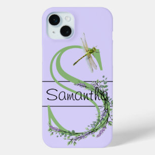 Coque Case-Mate iPhone alphabet monogramme S Lavande Eucalyptus Dragonfly