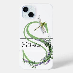 Coque Case-Mate iPhone alphabet monogramme S Lavande Eucalyptus Dragonfly
