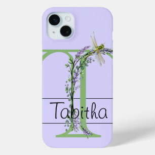 Coque Case-Mate iPhone alphabet monogramme T Lavender Eucalyptus Dragonfl