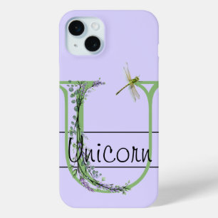 Coque Case-Mate iPhone alphabet monogramme U Lavender Eucalyptus Dragonfl