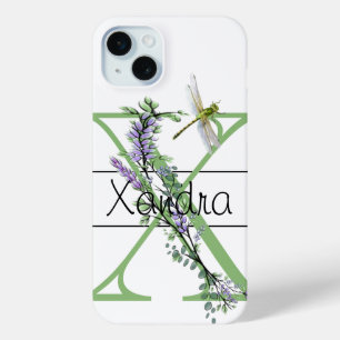Coque Case-Mate iPhone alphabet monogramme X Lavender Eucalyptus Dragonfl