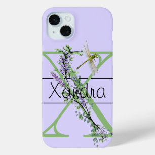 Coque Case-Mate iPhone alphabet monogramme X Lavender Eucalyptus Dragonfl