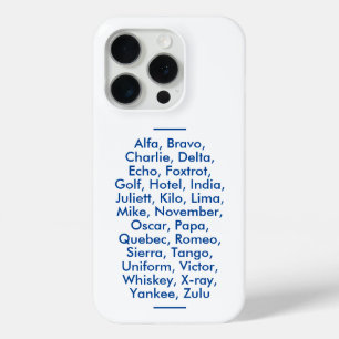 Coque Case-Mate iPhone alphabet phonétique "OTAN", Alfa à Zulu