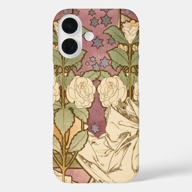 Coques Case-Mate iPhone Alphonse Mucha Étoiles Élégantes Art Nouveau Camél (Verso)