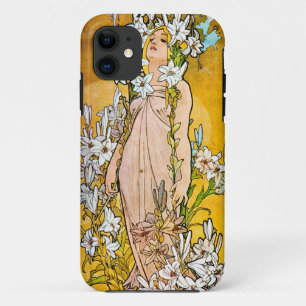 Etui iPhone Case-Mate Alphonse Mucha - Lily - Bordure Blanche