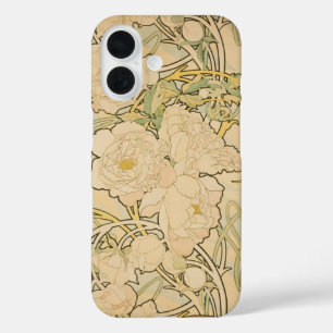 Coque Pour iPhone 16 Alphonse Mucha Peonies Peony Roses Fawn 1897