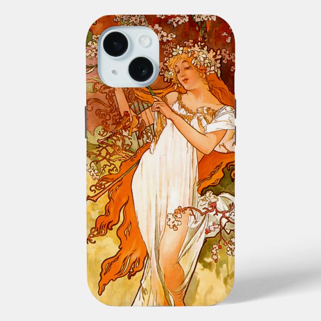 Coques Case-Mate iPhone Alphonse Mucha Printemps Art Nouveau (Verso)