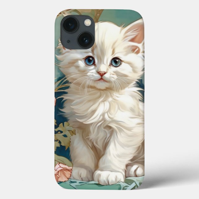 Coques Case-Mate iPhone Alphonse Mucha Style Chat blanc (Verso)