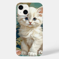 Alphonse Mucha Style Chat blanc