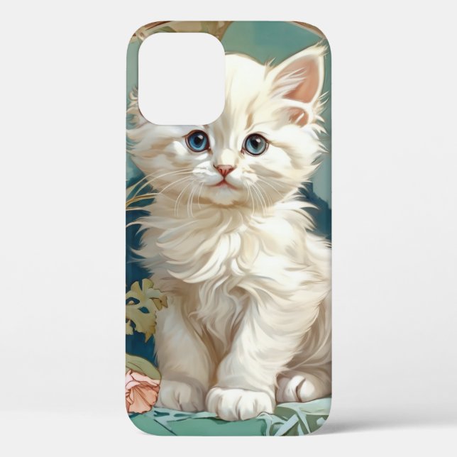 Coques Case-Mate iPhone Alphonse Mucha Style Chat blanc (Verso)