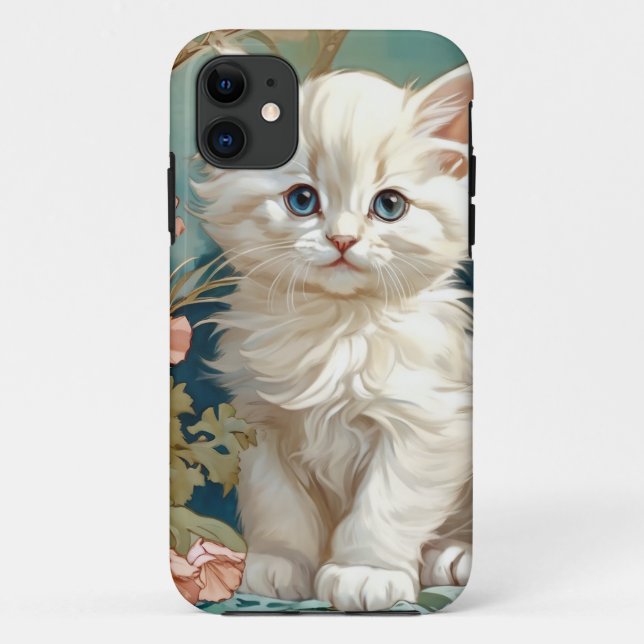 Coques Case-Mate iPhone Alphonse Mucha Style Chat blanc (Dos)