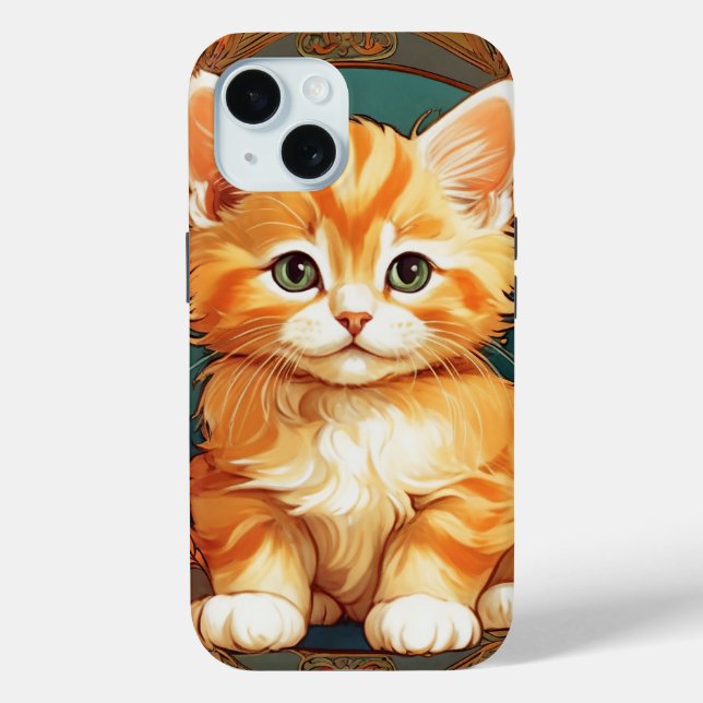 Coques Case-Mate iPhone Alphonse Mucha Style Chat orange (Verso)