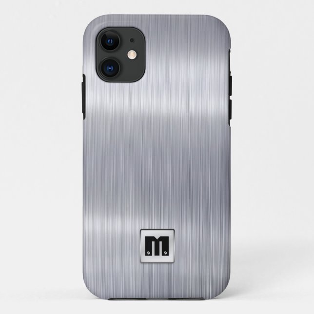 Coques Case-Mate iPhone Aluminium balayé par Faux avec le monogramme fait (Dos)