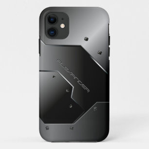 Coques Pour iPhone Aluminium brossé gris foncé Revêtement métallique 