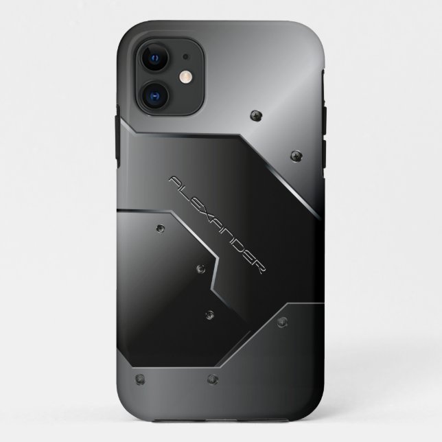 Coques Case-Mate iPhone Aluminium brossé gris foncé Revêtement métallique  (Dos)