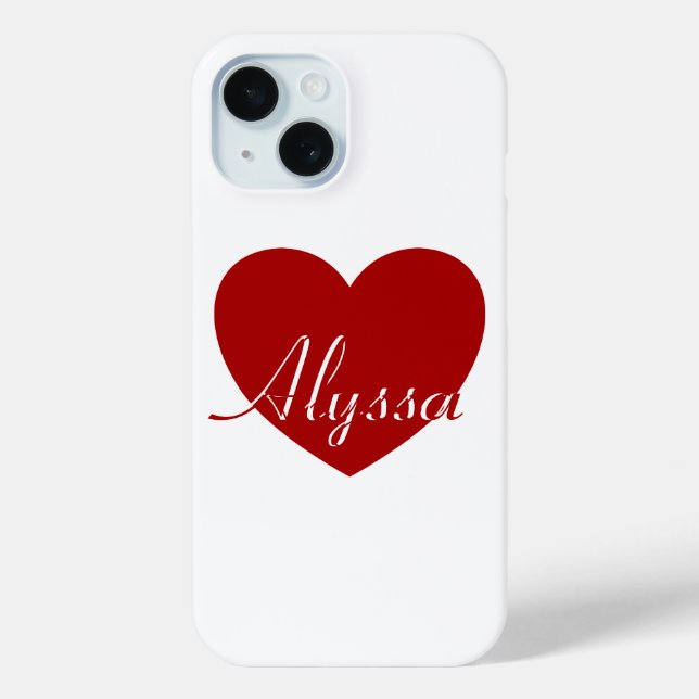 Coques Case-Mate iPhone Alyssa - Modèle Pour Votre Nom, Red Heart Love (Verso)