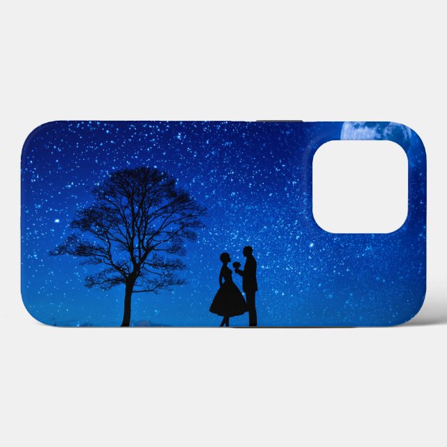 Coques Case-Mate iPhone Amants sous une pleine lune     (Verso (horizontal))
