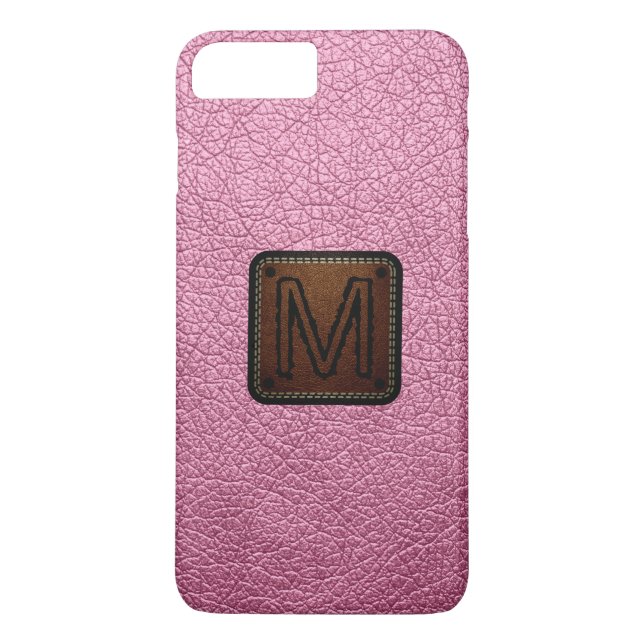 Coques Case-Mate iPhone Amaranth rose cuir look Monogramme (Dos)