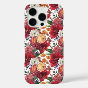 Coque iPhone 16 Pro Amaryllis et Chrysanthèmes Motif floral