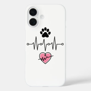 Coque Pour iPhone 16 Amateurs de pattes de coeur de ligne