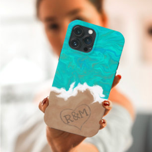 Case-Mate iPhone Case Amateurs Initiales sur le sable des rivages du Par