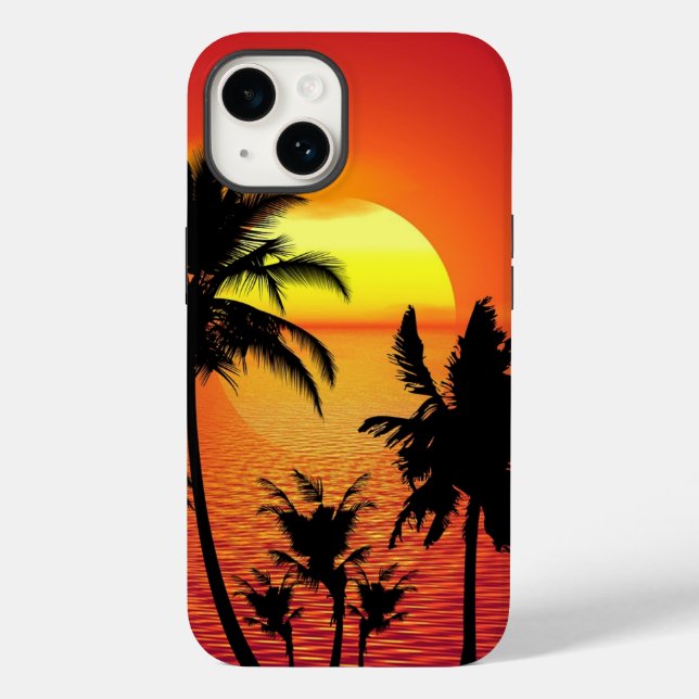 Coques Case-Mate iPhone Amazing sunset with palms on tropical beach (Verso)