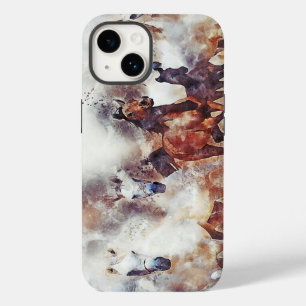 Coque Case-Mate iPhone Amazing white and bay horses in a gallop