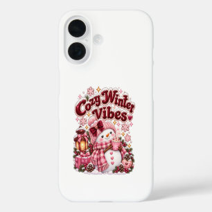 Coque Pour iPhone 16 Ambiance Hivernale Cosy Coquette Bonhomme de Neige