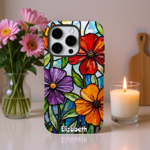 Coque iPhone 16 Pro Aménagement à fleur de verre coloré