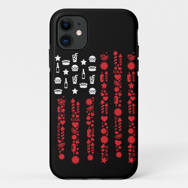 Coques Case-Mate iPhone american flag 4th july picnic fireworks white (Dos)