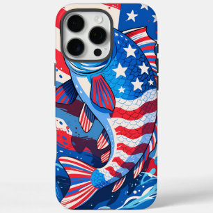 Coque iPhone 16 Pro Max American Flag Bass Fishing Téléphone Case Patrioti
