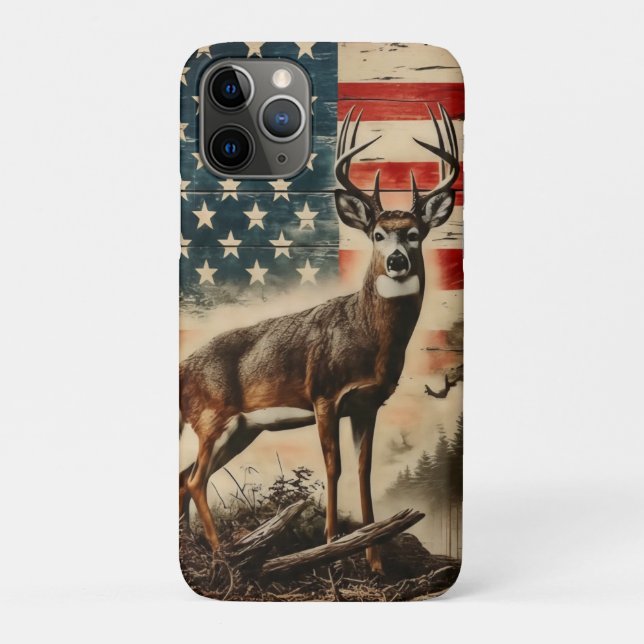 Coques Case-Mate iPhone American Flag Deer Golf  Patriotic Buck Wildlife D (Dos)