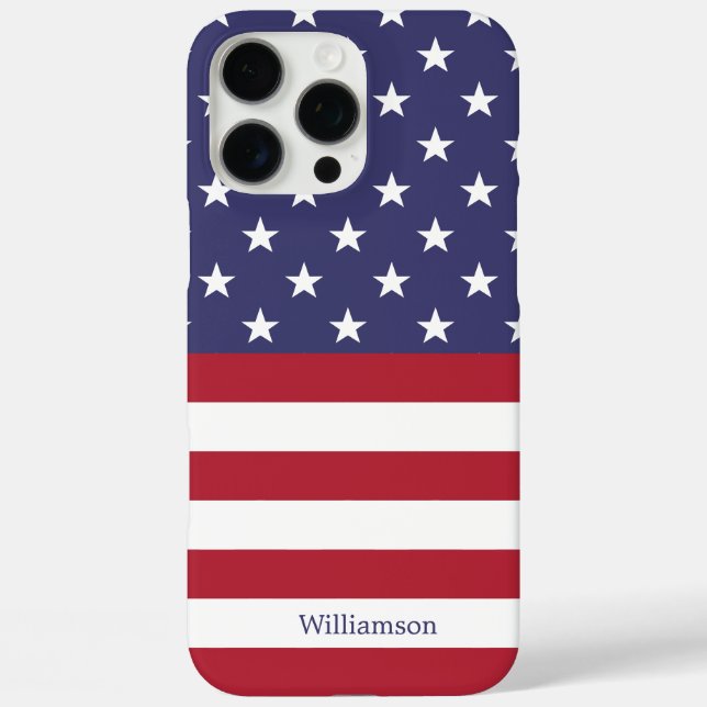 Coques Case-Mate iPhone American Flag USA Patriotic Stars Stripes Nom (Verso)