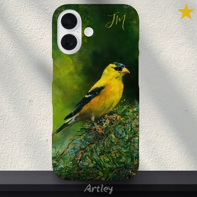 Coques Case-Mate iPhone American Goldfinch Peinture Nom personnalisé (Créateur téléchargé)