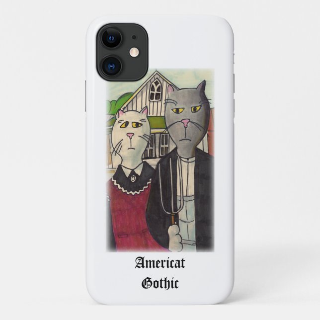 Coques Case-Mate iPhone American Gothic Museum Cartoon Classic Cat Art (Dos)